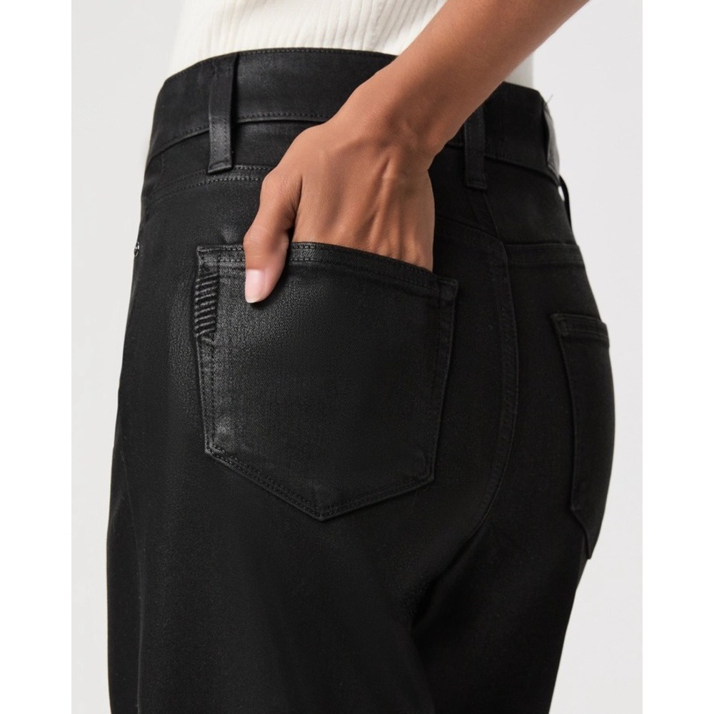 NWT PAIGE Jeans Womens 29 Black Anessa 31 High Rise Wide Leg Fog Luxe Coating - Picture 3 of 16